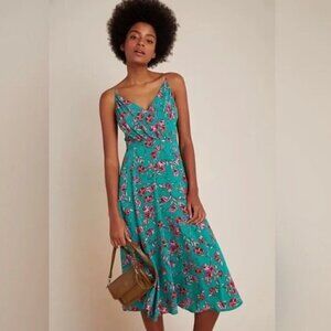 NWT Yumi Kim Anthropologie Dandelion Emerald Vienna Dress 100% Silk Size 10